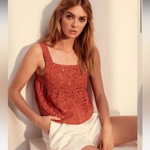 NWOT WHITE Aritzia Babydoll Eyelet Lenore Blouse